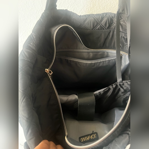 Joan & David Quilted Black Tote with Front Zip Pockets - Picture 9 of 10